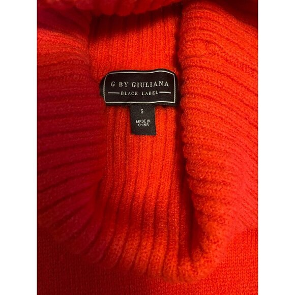 G By Giuliana Red Turtleneck Sweater Women S, Ribbed Sleeves & Asymmetrical Hem - Picture 2 of 16